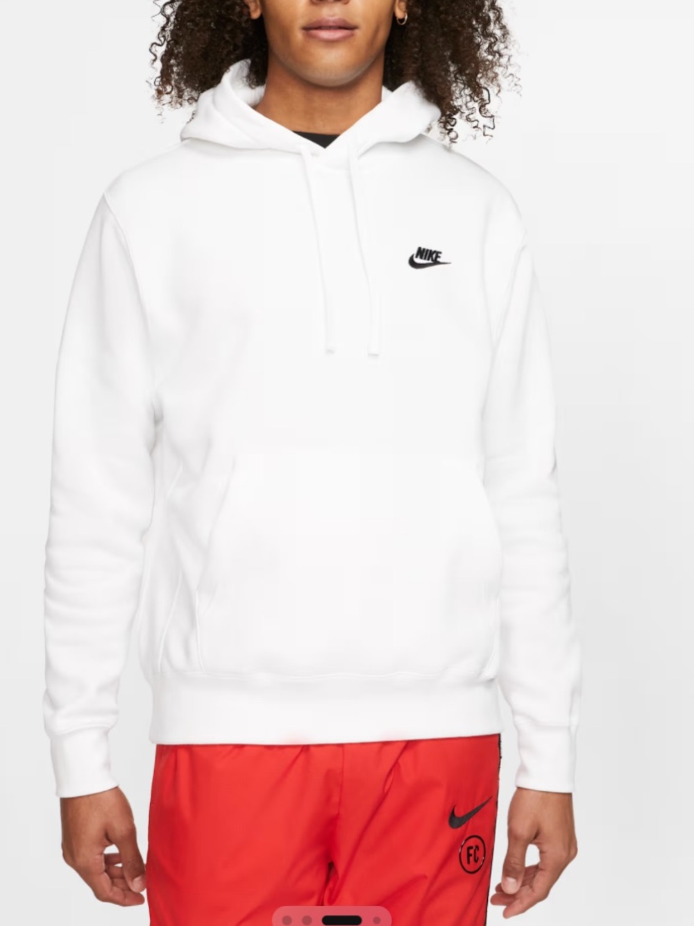 Nike men's long sleeve Sportswear Club Fleece pullover hoodie size M in white